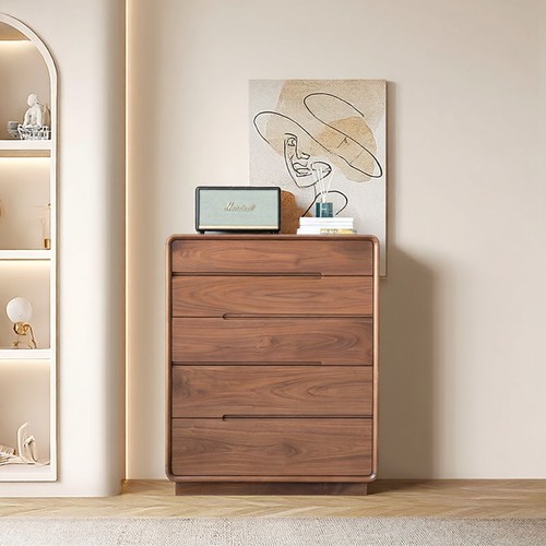 新中式黑胡桃木五斗柜卧室实木收纳抽屉柜储物柜