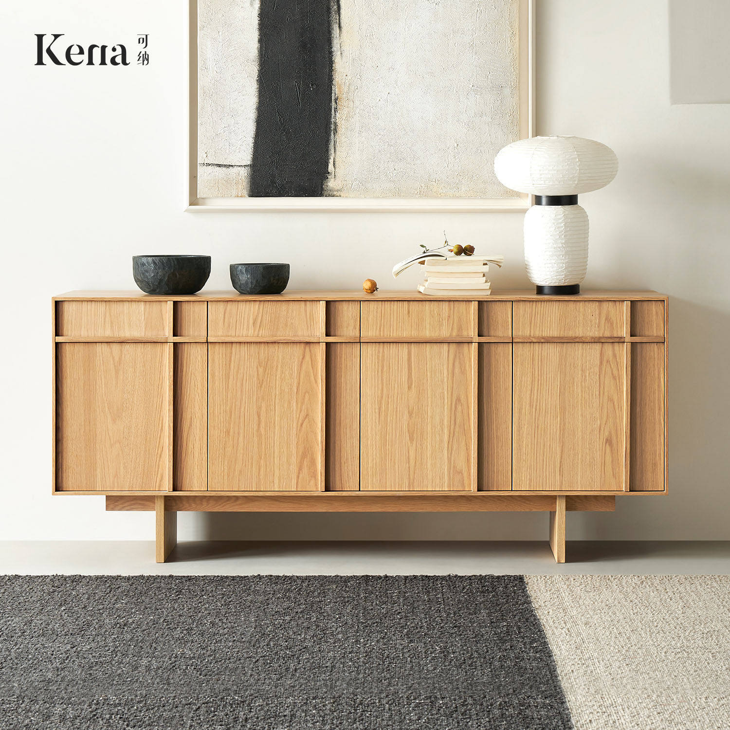 Kena可纳/拾野餐边柜实木现代极简复古储物侘寂原木风斗柜设计师Z