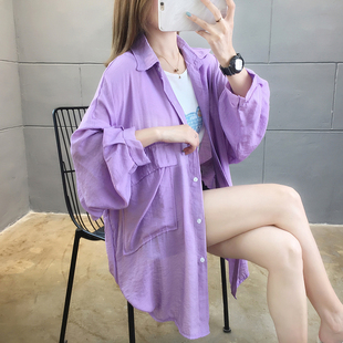 夏季新款薄款开衫外套设计感超火ins宽松百搭长袖防晒衣衬衫女潮
