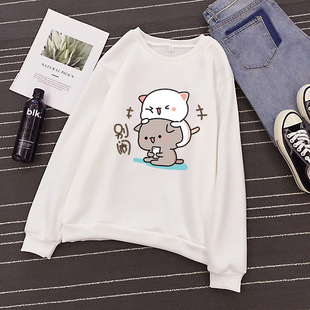 男女情侣装 外套宽松加绒原宿BF风圆领卫衣春学生韩版 节新款 秋冬季