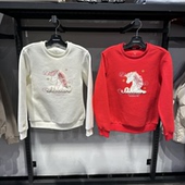 Skechers斯凯奇女童秋冬季 百搭舒适红色针织套头休闲卫衣L126G016