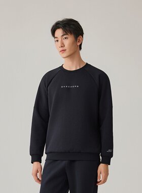 Skechers斯凯奇秋冬男款简约舒适宽松休闲针织套头卫衣P425M010