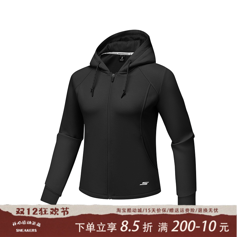 Skechers斯凯奇女士秋新品连帽显瘦紧身休闲简约运动外套P425W065