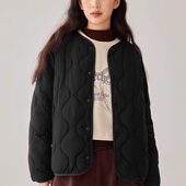 Skechers斯凯奇女冬季 纯色简约百搭保暖舒适梭织裥棉外套L425W078