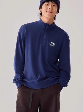 Skechers斯凯奇秋冬男士简约立领休闲卫衣套头长袖T恤衫P425M192