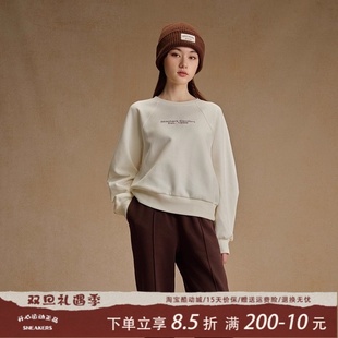 Skechers斯凯奇女士秋冬圆领宽松插肩袖 百搭休闲套头卫衣L325W048