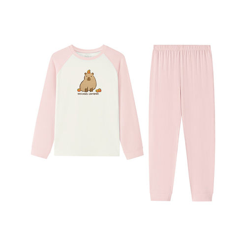 Skechers斯凯奇儿童秋季保暖柔软亲肤长袖长裤打底衫套装L425K122