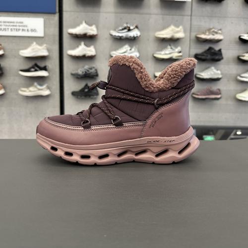 Skechers斯凯奇女士冬季暖暖靴闪穿鞋保暖短筒雪地靴144882