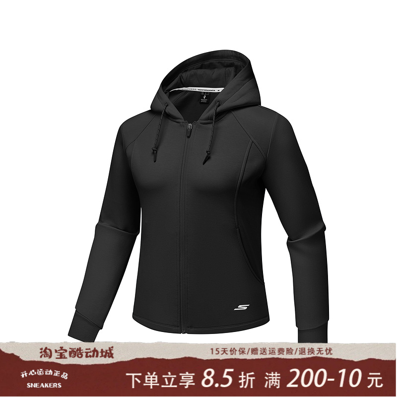 Skechers斯凯奇女士秋新品连帽显瘦紧身休闲简约运动外套P425W065
