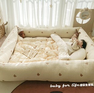 Ins 绗缝水洗棉可拆洗婴幼儿软护栏床围宝宝游戏池护栏卡通刺绣