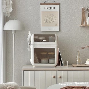 ins婴儿餐具收纳盒家用多层带盖大容量碗筷展示架防尘家用置物架