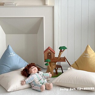 ins风韩国亲子笑脸优质绗缝纯棉豆袋可拆洗懒人沙发儿童阅读沙发