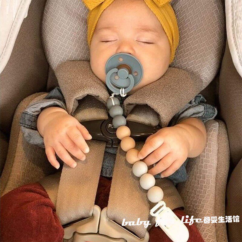 ins北欧婴儿硅胶奶嘴链 带奶嘴夹宝宝安抚磨牙棒咬乐牙胶防掉链子