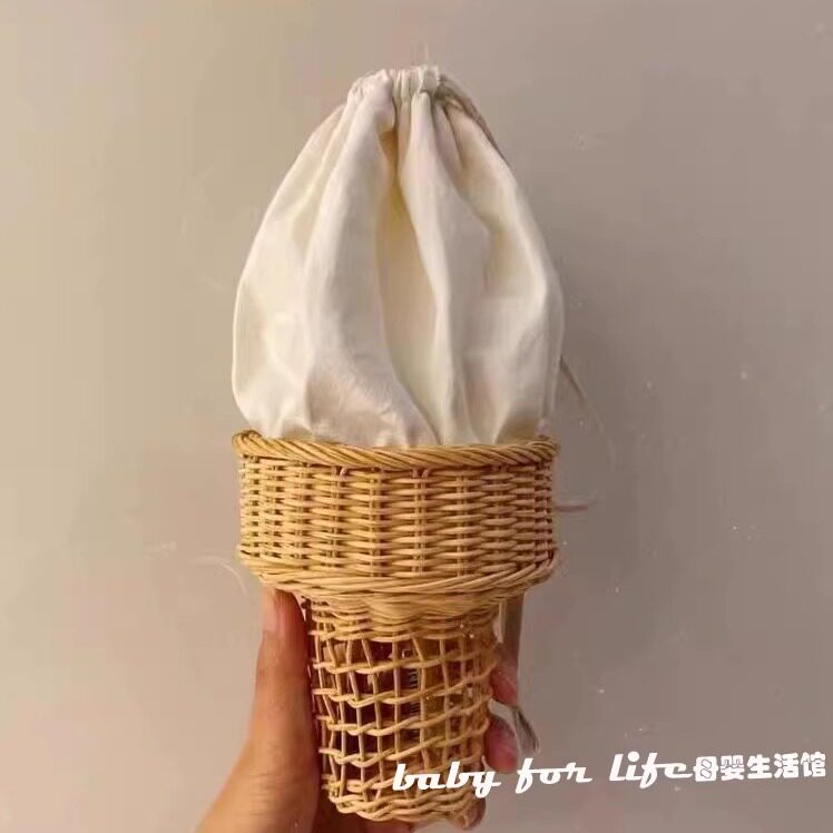 儿童冰激凌草编包藤编甜筒编织包