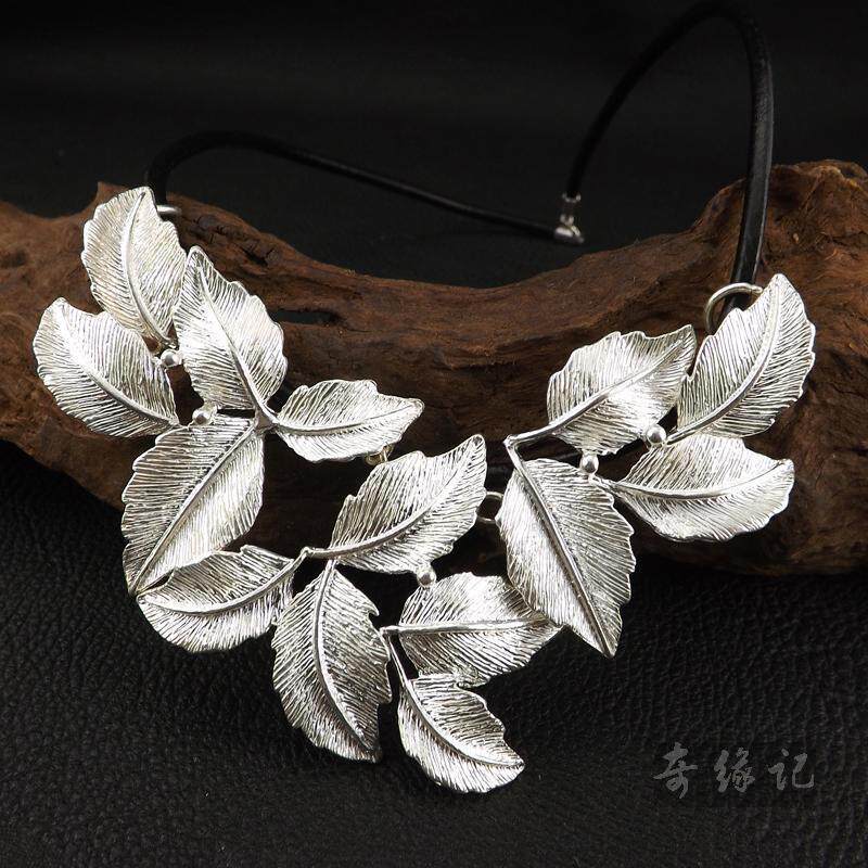 925 Sterling Silver Clavicle chain Pendant manual fashion temperament leaf Necklace Large Pendant Ethnic jewelryin the Accessories/Fashion Jewelry, Pendant/Pendant  category - from Buy2taobao.com to provide professional Taobao agent buy service
