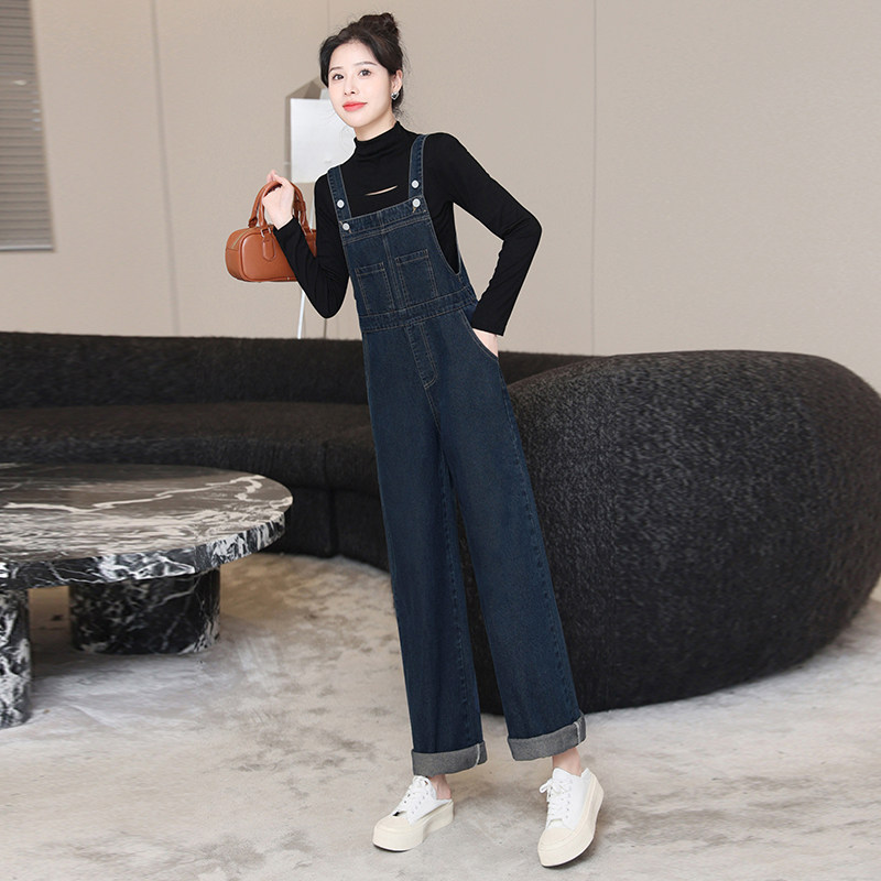 2026春秋背带牛仔长裤女时尚套装图片