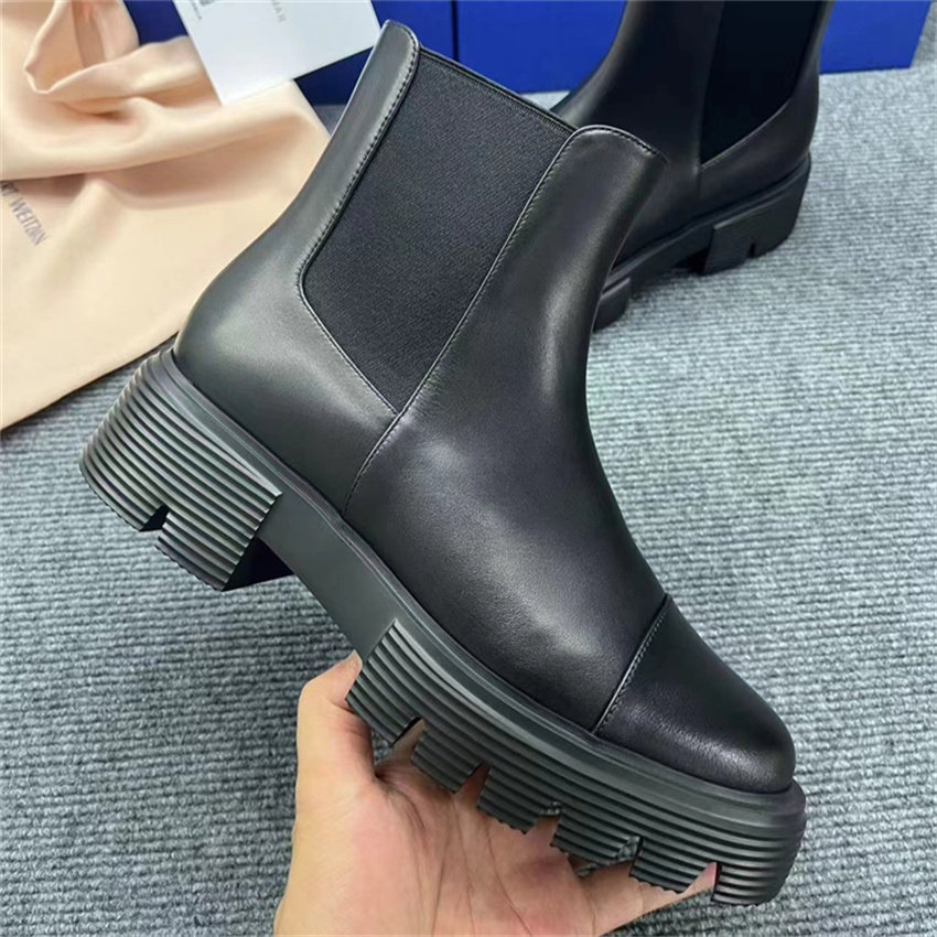 SW5050欧美切尔西女短靴粗跟厚底