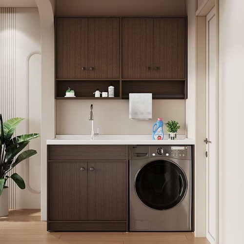 中古风全铝蜂窝铝洗衣机阳台一体柜组合洗衣柜台盆带搓板洗脸池槽