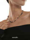 wumulle 拼色田园叠搭绝绝复古90s女锁骨链棕色B39 森系碎石项链