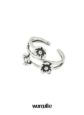 复古小花纯银戒指可调节开口