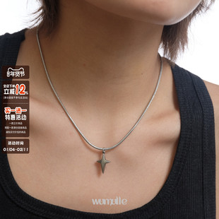 wumulle 蛇骨十字芒星锁骨链钛钢不掉色街头简约百搭项链原创自制