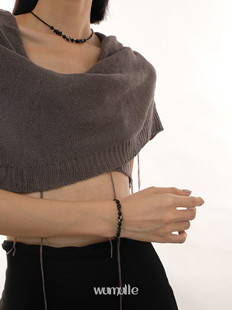 小众黑调气质中式 B03 原创斑点碎石小米珠项链手链套装 wumulle