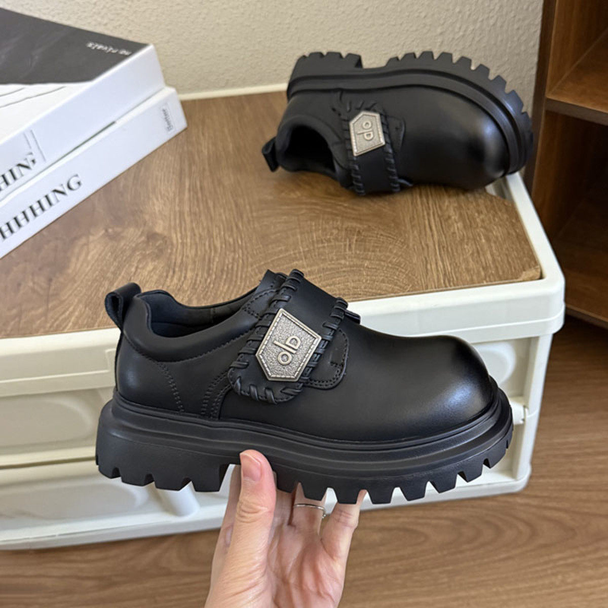 大童大头英伦风儿童正装男童女童软底小皮鞋厚底德比个性时尚潮流