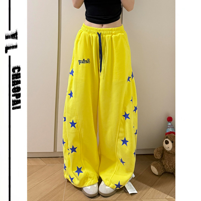 星星印花拼接设计感弯刀卫裤