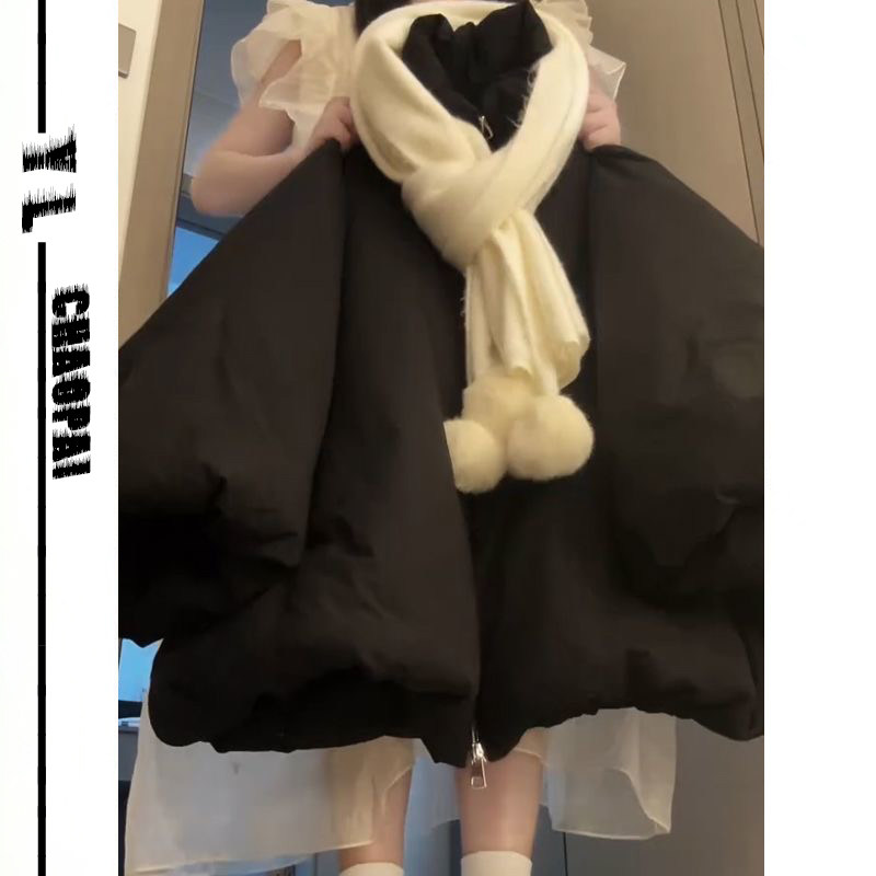 小个子花苞灯笼袖棉服女2025新款冬季加厚保暖宽松棉衣外套棉袄潮