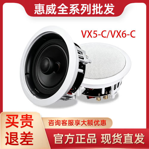 Hivi/惠威 VX5-C/VX6-C定阻吸顶同轴喇叭嵌入式背景音乐天花音箱