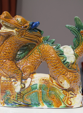 陶瓷唐三彩陶瓷青龙摆件送礼摆件