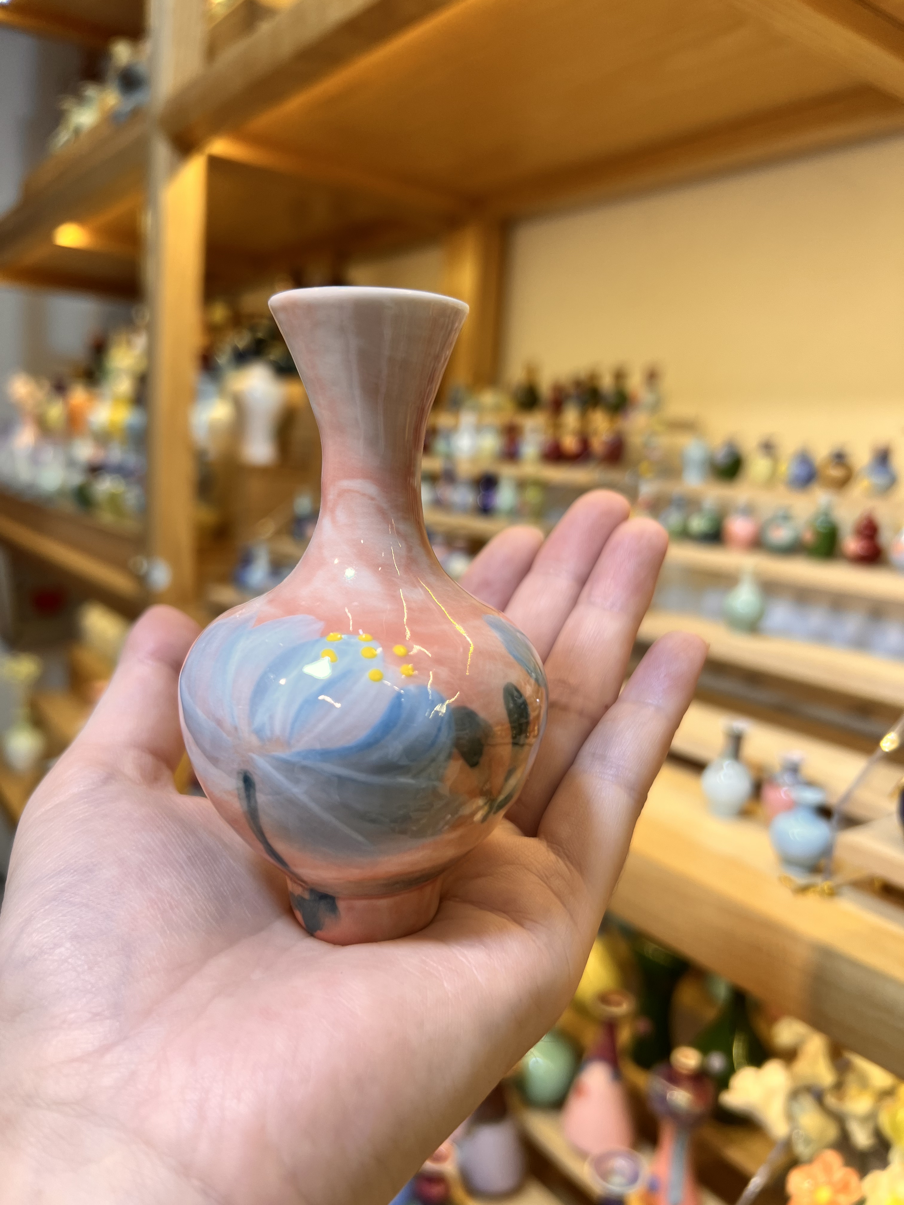 油画款景德镇手工手绘陶瓷小花瓶创意复古风家居桌面摆件