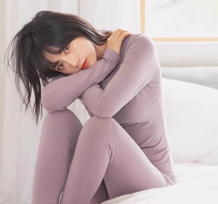 女士秋衣秋裤套装女薄款全棉打底棉毛衫保暖内衣加长版大码秋冬季