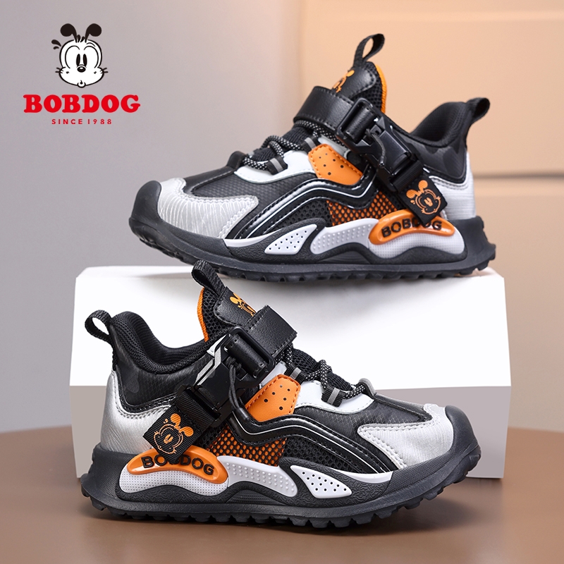 巴布豆男童运动鞋秋冬季新款磁吸篮球鞋防水皮面中大童儿童鞋子女