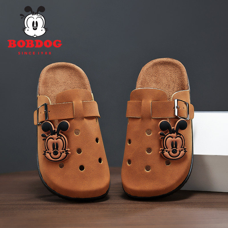 巴布豆儿童休闲凉拖鞋2025夏季新款时尚外穿女童包头半拖鞋勃肯鞋