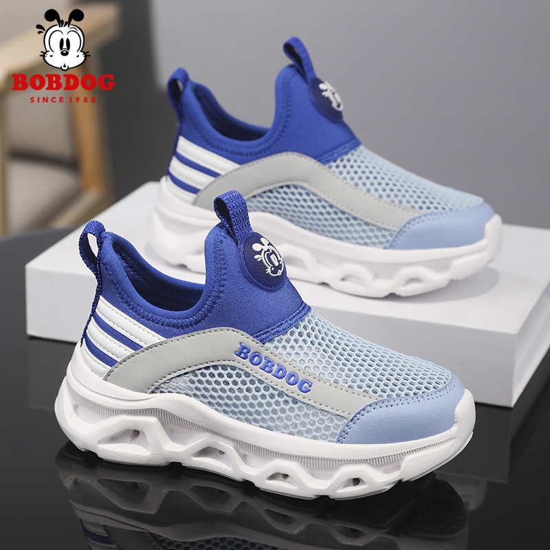 巴布豆男童运动鞋2025夏季新款网面透气一脚蹬软底休闲儿童鞋子女