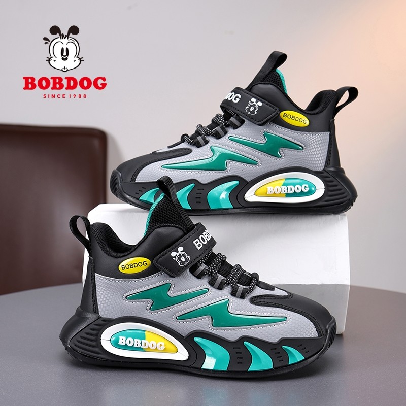 巴布豆男童鞋秋冬季新款运动鞋加绒防水皮面学生保暖百搭儿童鞋子