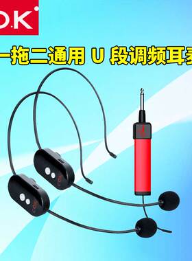COK MW-1104一拖二耳麦U段调频无线麦克风教师会议K歌唱演出话筒