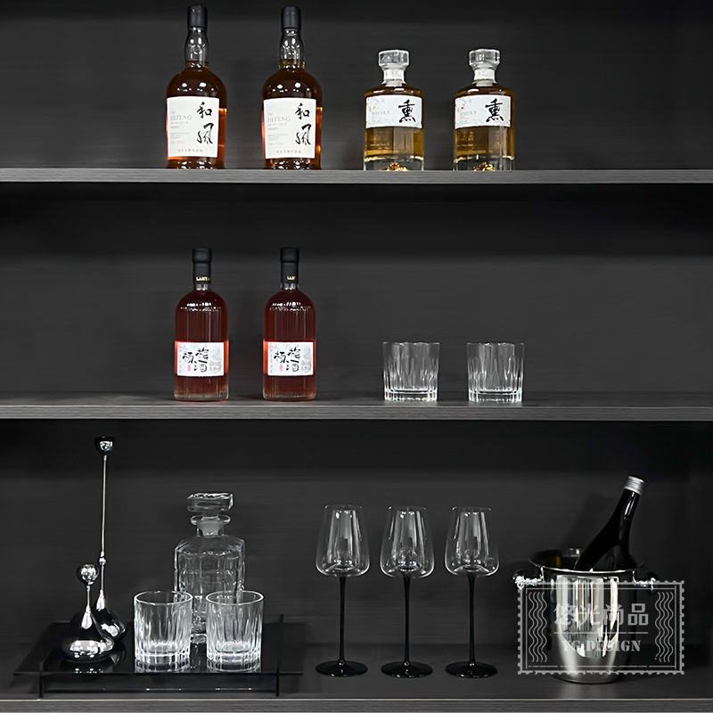 样板间日式酒柜装饰品香槟桶酒杯