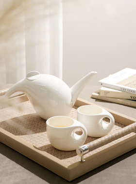 现代简约田园骨瓷茶壶茶杯套装下午茶杯碟咖啡杯茶具摆件家用陶瓷