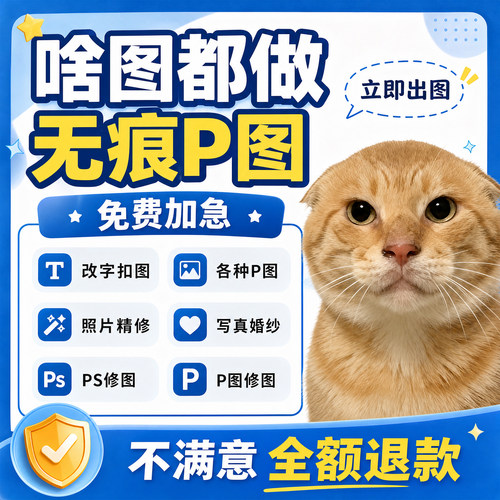 专业ps无痕处理图片去水印改字