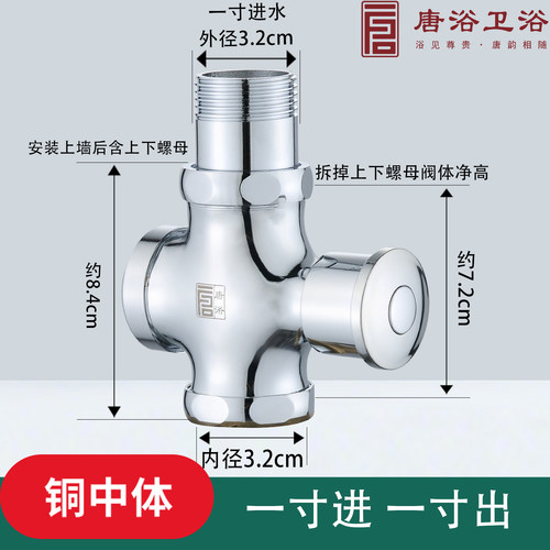 唐浴延时手按式冲水阀全铜体蹲便器大便冲洗阀厕所阀门自闭式开关