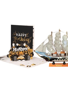 一帆风顺小船桌面装饰男女生兄弟生日可发光帆船复古精致创意摆件