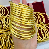 金包银手镯女素圈实心古法传承黄金色手环手饰情人节礼物送女友