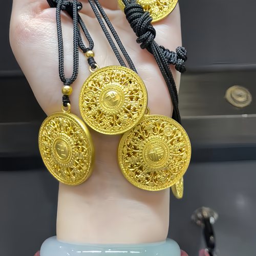 金包银八宝罗盘吊坠女不掉色