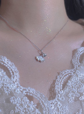 pt950铂金项链女18k白金锁骨链新款钻石吊坠潮流珠宝百搭轻奢挂饰