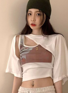 y2k辣妹背心罩衫短款上衣服
