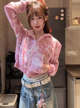 短款拉链开衫卫衣小外套女
