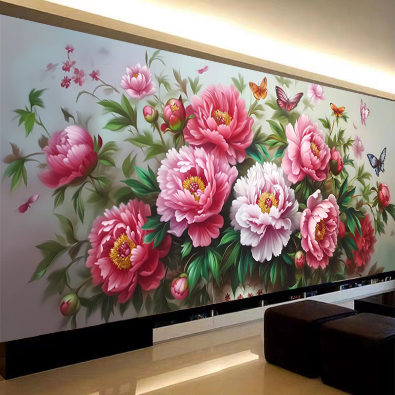 国色天香十字绣花开富贵线绣新款客厅卧室床头牡丹花卉图48色满绣