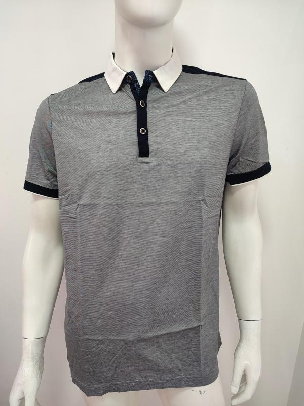 威家系列男士夏季翻领短袖t恤格罗尼款丝光棉商务休闲款 胸围108